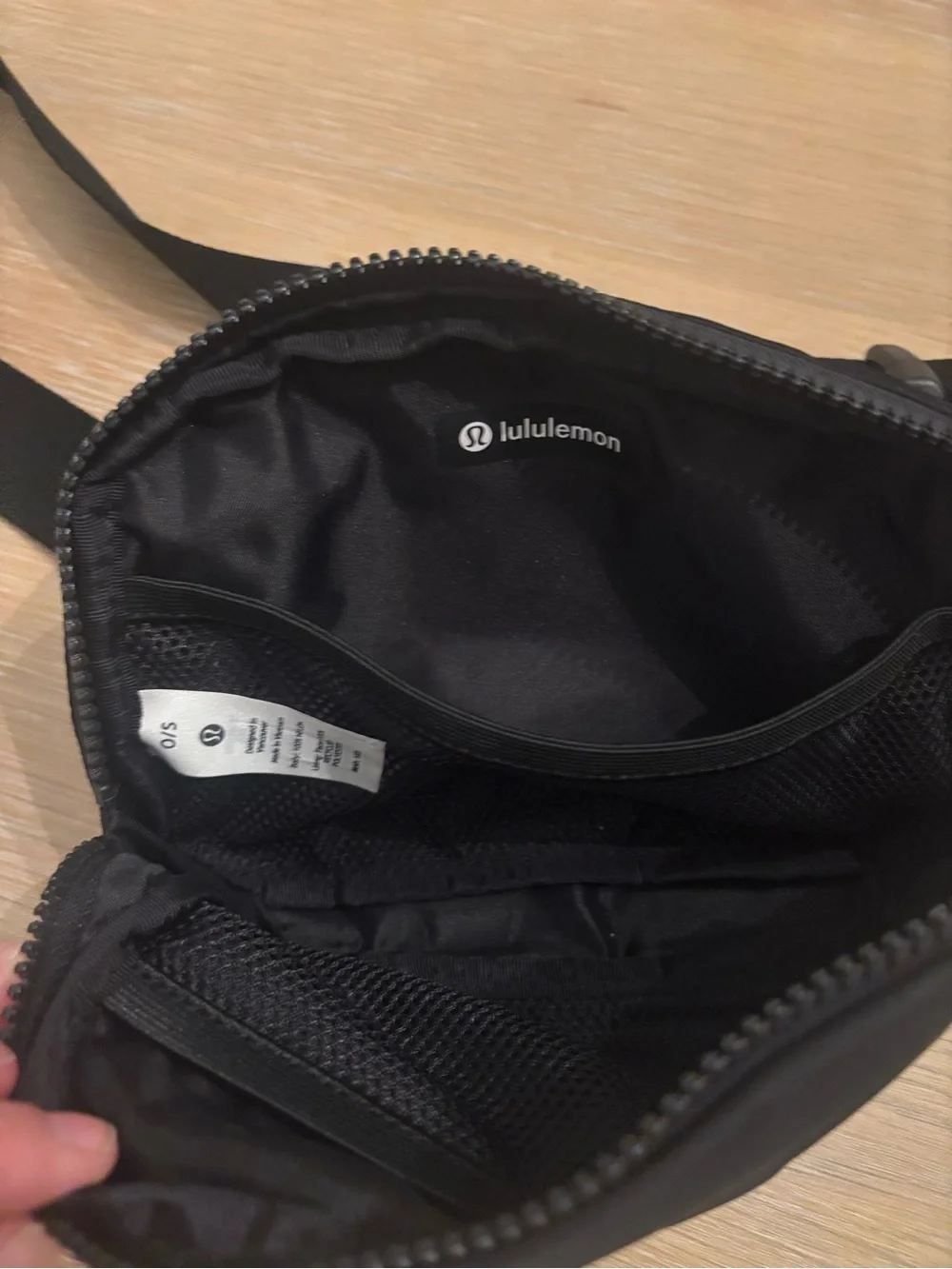 lululemon athletica Black Belt Bag with Notre Dame Clover Accent